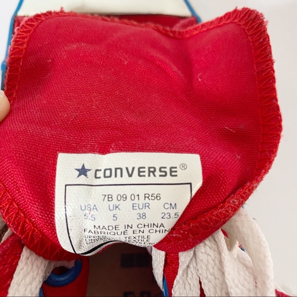Converse High Tops Red & Blue Sz 5.5 - Picture 3 of 6